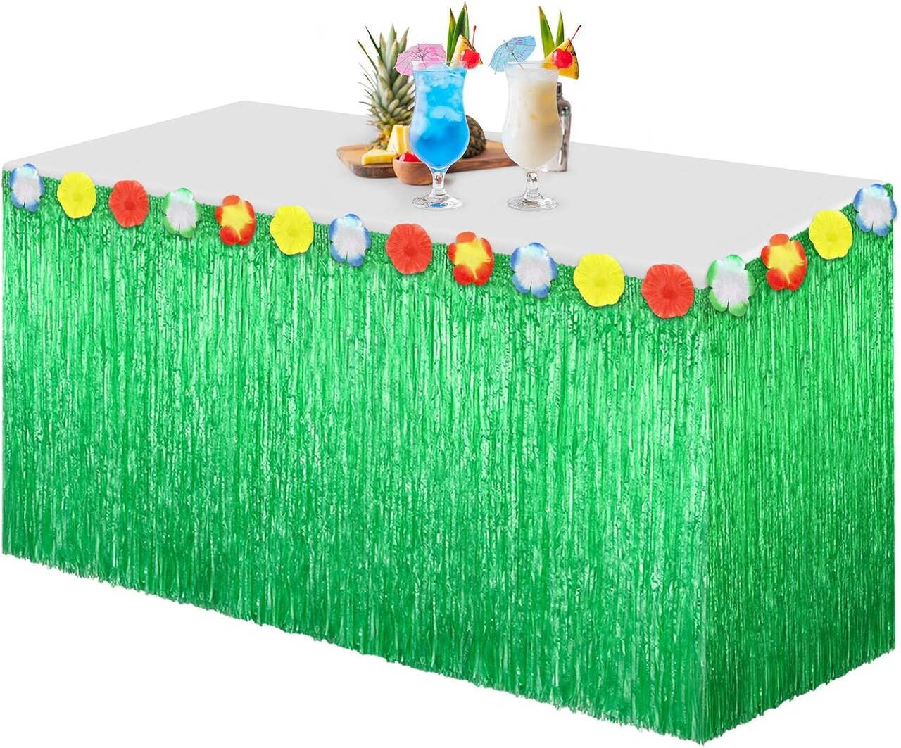 1 Pack Luau Grass Table Skirt - 9 Feet x 29.5 Inch Hawaiian Table Skirt